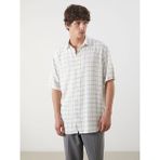 Lc Waikiki Yeni Sezon Regular Fit Kısa Kollu Ekose Erkek Gömlek - Ekru - 2XL
