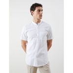 Lc Waikiki Yeni Sezon Regular Fit Kısa Kollu Keten Karışımlı Erkek Gömlek - Beyaz