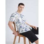 Lc Waikiki Yeni Sezon Regular Fit Resort Yaka Kısa Kollu Desenli Poplin Erkek Gömlek - Beyaz