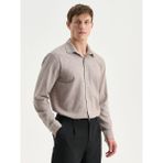 Lc Waikiki Yeni Sezon Regular Fit Uzun Kollu Armürlü Erkek Gömlek - 2XL - Kahverengi
