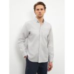 Lc Waikiki Yeni Sezon Regular Fit Uzun Kollu Armürlü Erkek Gömlek - Gri - 3XL
