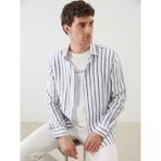 Lc Waikiki Yeni Sezon Regular Fit Uzun Kollu Çizgili %100 Keten Erkek Gömlek - 2XL - Indigo