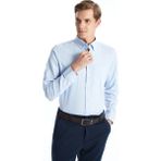 Lc Waikiki Yeni Sezon Regular Fit Uzun Kollu Keten Karışımlı Erkek Gömlek - Mavi