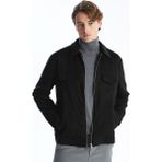 Lc Waikiki Yeni Sezon Slim Fit Gömlek Yaka Süet Erkek Ceket - Siyah - 2XL