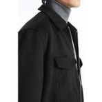 Lc Waikiki Yeni Sezon Slim Fit Gömlek Yaka Süet Erkek Ceket - Siyah