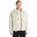 Lc Waikiki Yeni Sezon Slim Fit Gömlek Yaka Süet Erkek Mont - Ekru - 2XL