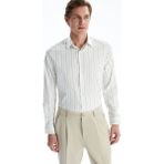 Lc Waikiki Yeni Sezon Slim Fit Uzun Kollu Çizgili Erkek Gömlek - XL - Beyaz