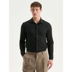 Lc Waikiki Yeni Sezon Slim Fit Uzun Kollu Çizgili Erkek Gömlek - XL - Siyah