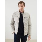 Lc Waikiki Yeni Sezon Standart Kalıp Biker Yaka Kapitoneli Erkek Mont - Gri - 3XL
