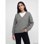Lc Waikiki Yeni Sezon V Yaka Oversize Kadın Triko Kazak - Gri Melanj - XL