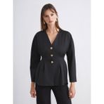 Lc Waikiki Yeni Sezon V Yaka Peplum Kadın Ceket - Siyah