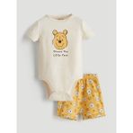 Lc Waikiki Yeni Sezon Winnie The Pooh Baskılı Erkek Bebek Çıtçıtlı Body ve Şort 2'li - Ekru - 0 - 1 Ay