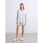 Lc Waikiki Yeni Sezon Yıldız Desenli Kadın Şortlu Pijama Takımı - Mavi - XS