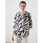 Lc Waikiki Yeni Sezon Zebra Desenli Oversize Kadin Gomlek - S5KT46Z8 - Bej - 44
