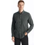 LC Waikiki Yeşil Regular Fit Uzun Kollu Armürlü Erkek Gömlek