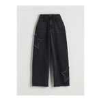 LC Waikiki Yıldız Nakışlı Wideleg Kız Çocuk Jean Pantolon (W5)