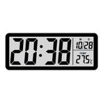 LCD Dijital Duvar Saati 20x8 cm – USB & Pilli, Saat Tarih Sıcaklık Gösterimli, Modern Tasarım, Masaüstü & Duvar Kullanımı