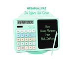 LCD Ekran Yazı Tahtalı Hesap Makinesi 12 Haneli Tabletli Hesap Makinesi Pastel Yeşil