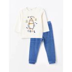 Lcw Baby Bej Bisiklet Yaka Kadife Erkek Bebek Pijama Takımı