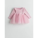Lcw Baby Bisiklet Yaka Tütülü Kız Bebek Elbise (W5) - Pink - Dropsuz - 1 - 1,5 Yaş