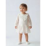 Lcw Baby Ekru Bebe Yaka Dantelli Kız Bebek Elbise