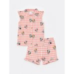 Lcw Baby Ekru Bebe Yaka Minnie ve Mickey Mouse Baskılı Kız Bebek Pijama Takım
