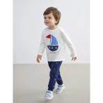 Lcw Baby Ekru Bisiklet Yaka Baskılı Erkek Bebek Pijama Takım