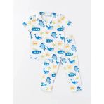 Lcw Baby Ekru Polo Yaka Kısa Kollu Baskılı Erkek Bebek Pijama Takımı