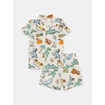 Lcw Baby Ekru Polo Yaka Kısa Kollu Desenli Erkek Bebek Pijama Takımı
