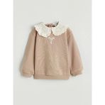 LCW baby Kahverengi Bebe Yakalı Kız Bebek Sweatshirt