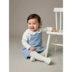 LCW baby Mavi Nakışlı Kız Bebek Salopet Elbise ve Bluz