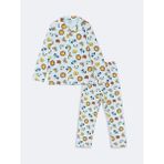Lcw Baby Mavi Polo Yaka Baskılı Erkek Bebek Pijama Takımı