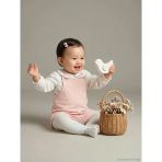 Lcw Baby Pembe Bebe Yaka Çiçekli Kız Bebek Salopet Elbise