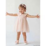 Lcw Baby Pembe Bebe Yaka Tül Detaylı Kız Bebek Elbise