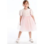 Lcw Baby Pembe Bisiklet Yaka Kısa Kollu Kız Bebek Tütü Elbise - 6 - 12 Ay