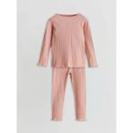 Lcw Baby Pembe Bisiklet Yaka Uzun Kollu Basic Kız Bebek Pijama Takımı
