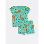 Lcw Baby Yeşil Bisiklet Yaka Kısa Kollu Erkek Bebek Pijama Takımı