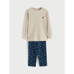 Lcw Bej Bisiklet Yaka Baskılı Erkek Çocuk Pijama Takım - 7 - 8 Yaş