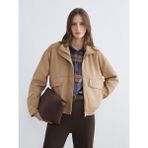 Lcw Bej Dik Yaka Kadın Süet Görünümlü Mont - Camel - 40