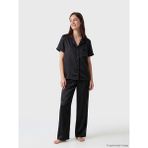 Lcw Dream Siyah Desenli Kadın Saten Pijama Takım - XL