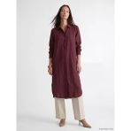 Lcw Everyday Bordo Oversize %100 Keten Kadın Gömlek Tunik