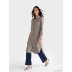 Lcw Everyday Gri Oversize %100 Keten Kadın Gömlek Tunik