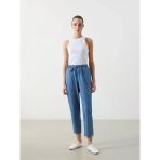 Lcw Grace Mavi Beli Lastikli Straight Fit Kadın Jean Pantolon