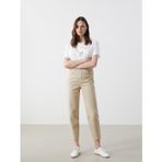 Lcw Jeans Bej Beli Lastikli Slouchy Fit Kadın Jean Pantolon