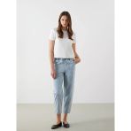Lcw Jeans İndigo Beli Lastikli Mom Fit Kadın Jean Pantolon