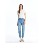 Lcw Jeans Indigo Mom Fit Yırtık Detaylı Kadın Jean Pantolon