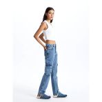Lcw Jeans Indigo Straight Fit Kadın Kargo Jean Pantolon