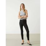Lcw Jeans Siyah Beli Kemerli Jüpiter Süper Skinny Fit Kadın Jean Pantolon
