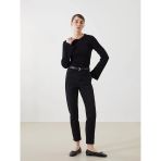 Lcw Jeans Siyah Beli Kemerli Mom Fit Kadın Jean Pantolon