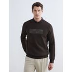 Lcw Kahverengi Bisiklet Yaka Baskılı Erkek Kalın Sweatshirt - Koyu Kahverengi